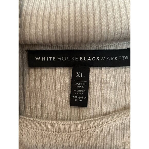 White House Black Market Beige Ribbed Stretch Long Sleeve Turtleneck Sweater XL - Picture 5 of 7